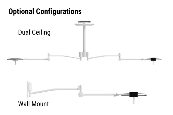 Luxor 300 Surgical Light Dual Ceiling and Wall Mount Configurations