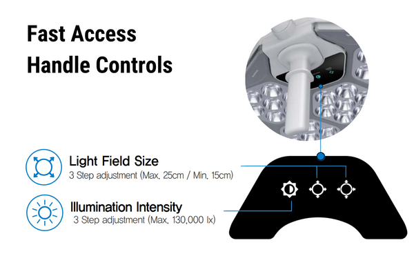 Surgical light fast access handle controls