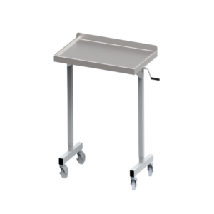 Premium stainless steel rolling adjustable height over instrument table